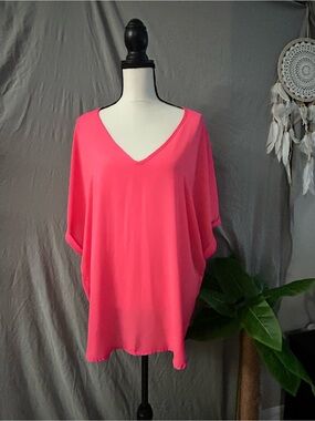 Gibson Bright Pink V-Neck Dolman Blouse